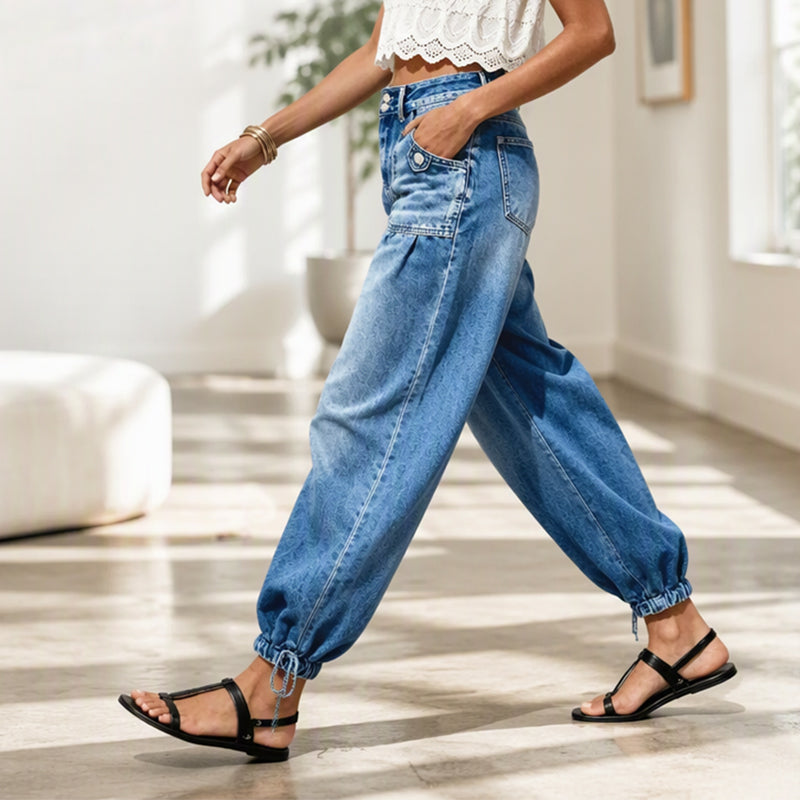 📢📢 50% DE RÉDUCTION ! ✨ Jeans barrel extensibles taille haute pour femme