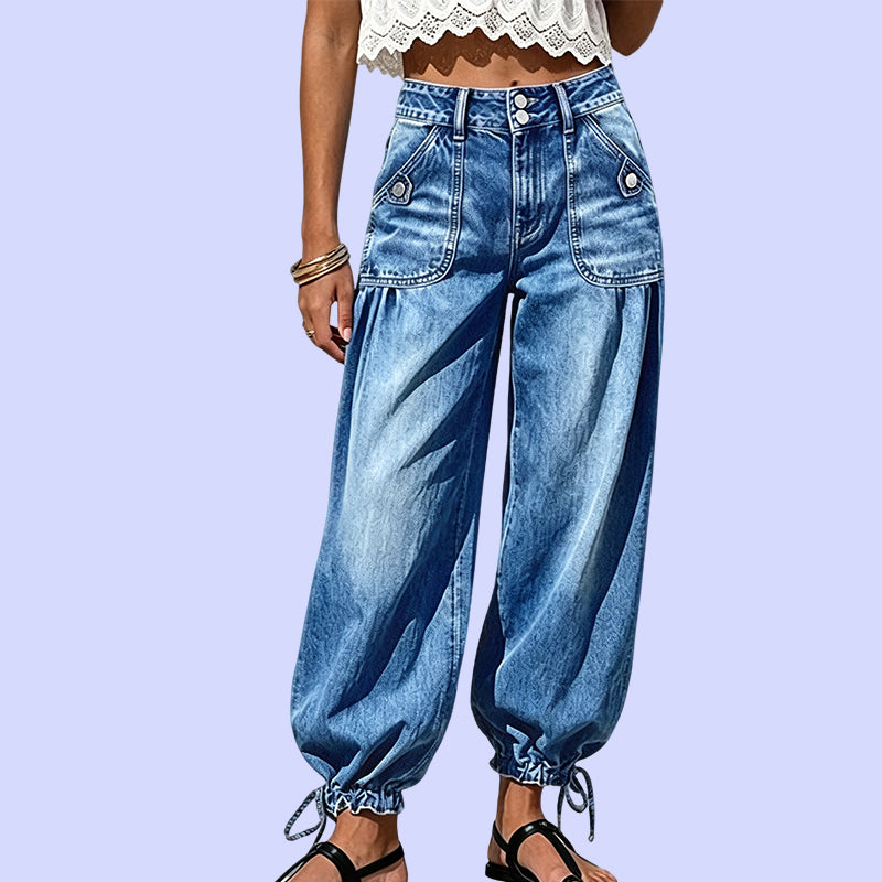 📢📢 50% DE RÉDUCTION ! ✨ Jeans barrel extensibles taille haute pour femme