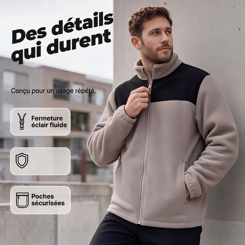Veste thermique décontractée à blocs de couleurs pour homme
