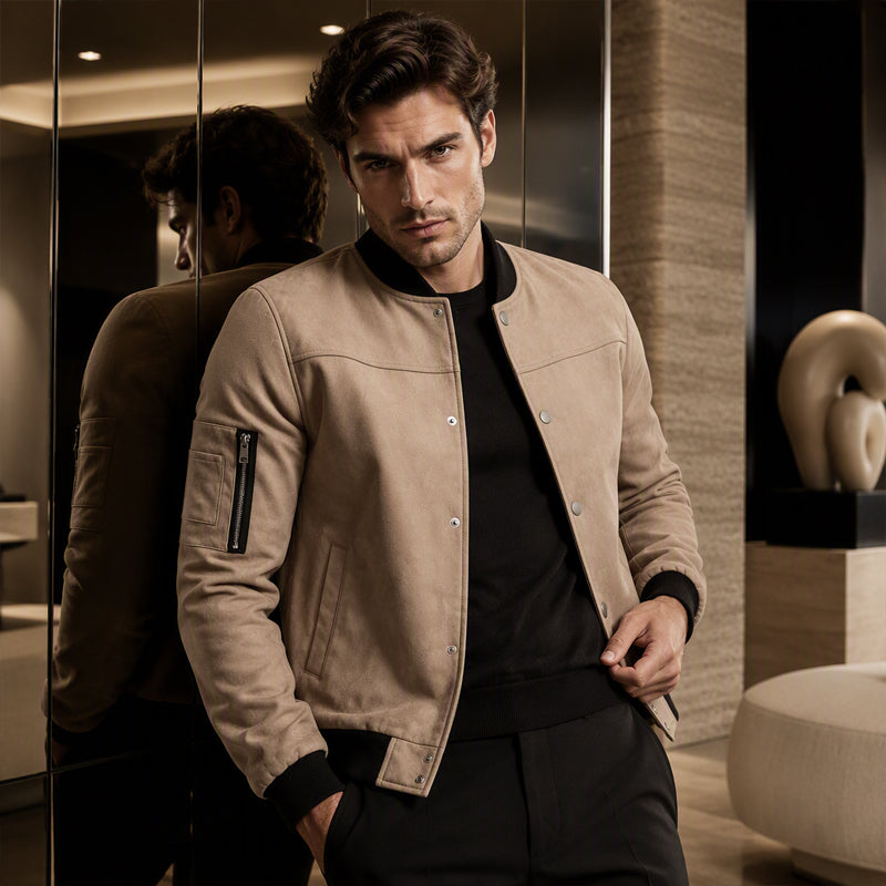 Blouson aviateur homme en faux daim
