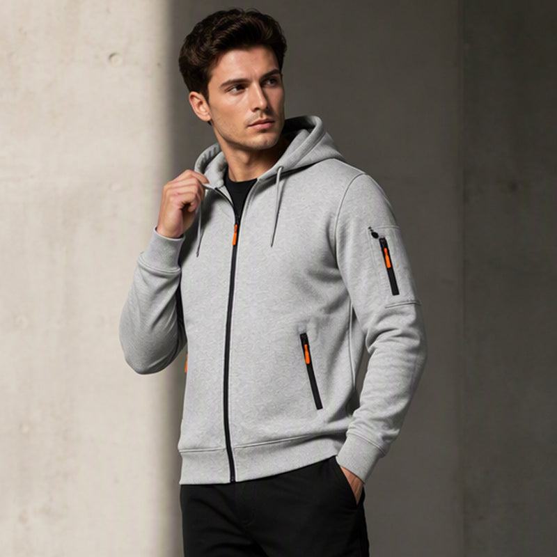 Veste cargo à capuche à fermeture éclair intégrale pour homme