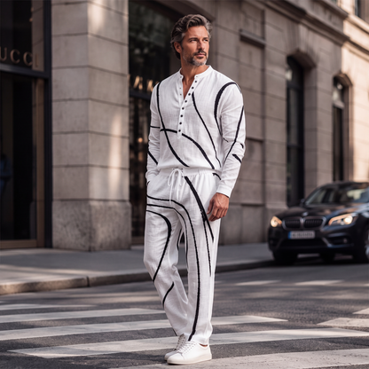 Ensemble 2 pièces respirant à imprimé artistique pour homme