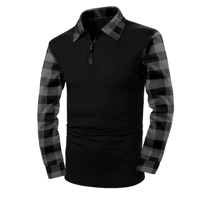 Chemise décontractée à manches longues et demi-zip pour homme