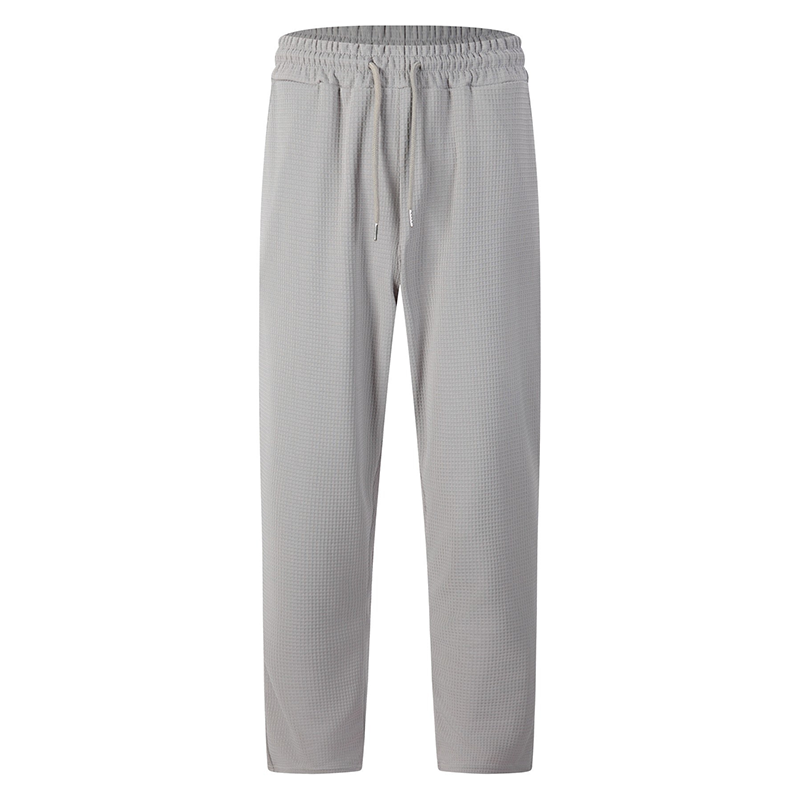 Pantalon décontracté pour homme en maille gaufrée avec cordon de serrage