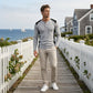 Chemise Henley pour homme en maille gaufrée à blocs de couleurs