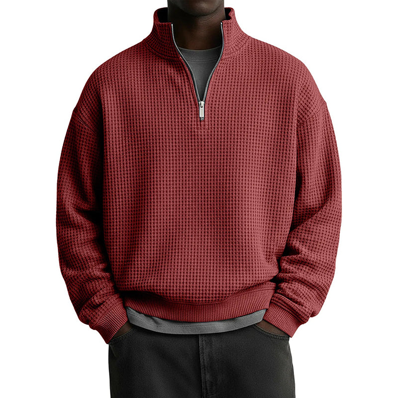 📢📢50 % DE RÉDUCTION !! ⏰ Sweat décontracté pour homme à texture gaufrée, demi-zip