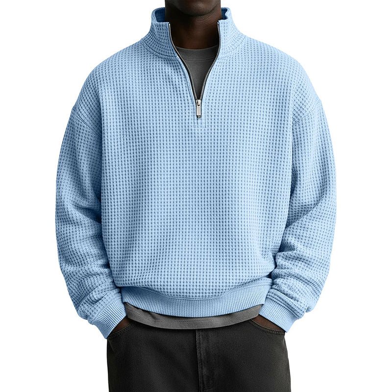 📢📢50 % DE RÉDUCTION !! ⏰ Sweat décontracté pour homme à texture gaufrée, demi-zip