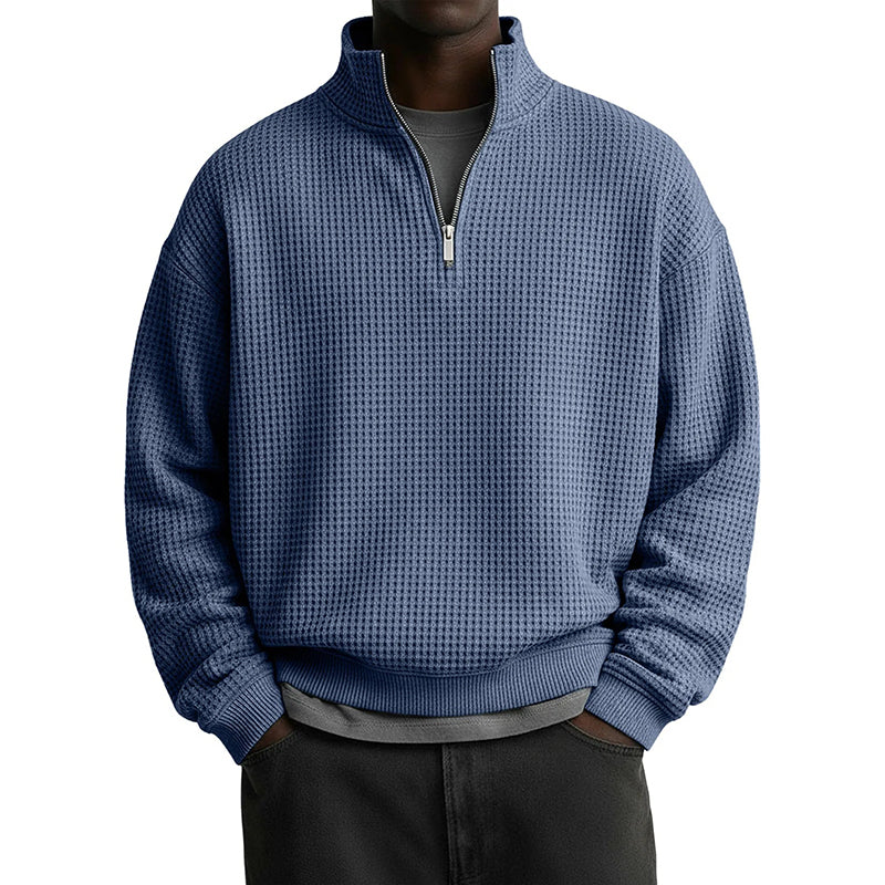📢📢50 % DE RÉDUCTION !! ⏰ Sweat décontracté pour homme à texture gaufrée, demi-zip