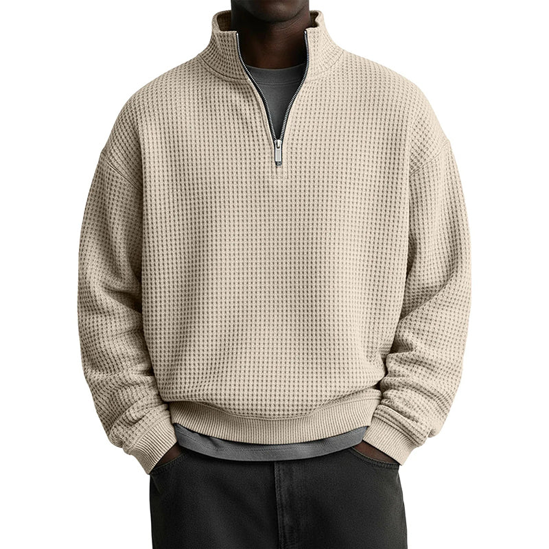 📢📢50 % DE RÉDUCTION !! ⏰ Sweat décontracté pour homme à texture gaufrée, demi-zip