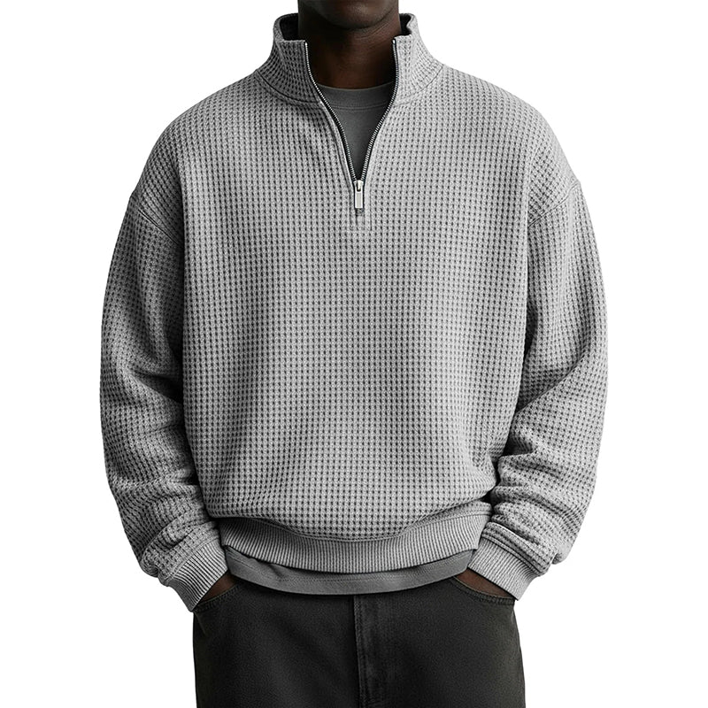 📢📢50 % DE RÉDUCTION !! ⏰ Sweat décontracté pour homme à texture gaufrée, demi-zip
