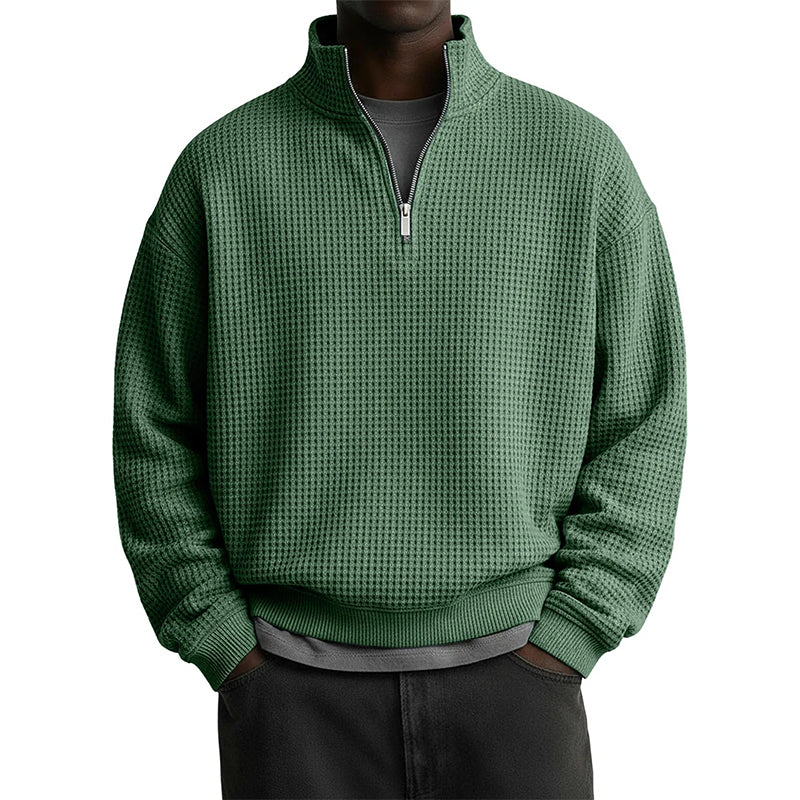 📢📢50 % DE RÉDUCTION !! ⏰ Sweat décontracté pour homme à texture gaufrée, demi-zip