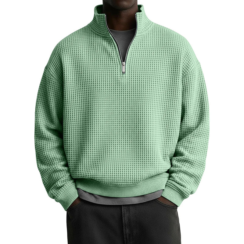 📢📢50 % DE RÉDUCTION !! ⏰ Sweat décontracté pour homme à texture gaufrée, demi-zip