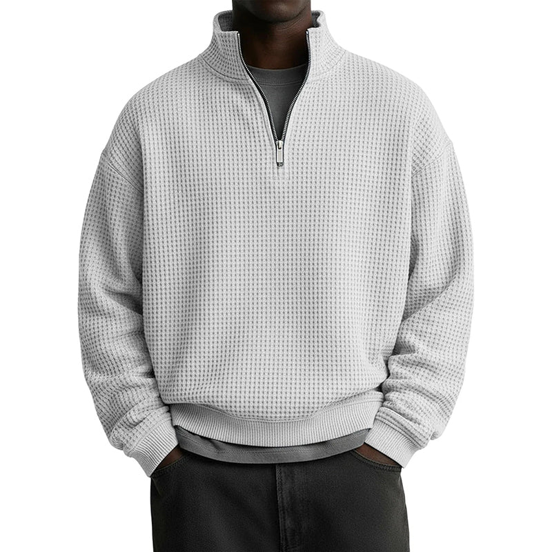 📢📢50 % DE RÉDUCTION !! ⏰ Sweat décontracté pour homme à texture gaufrée, demi-zip