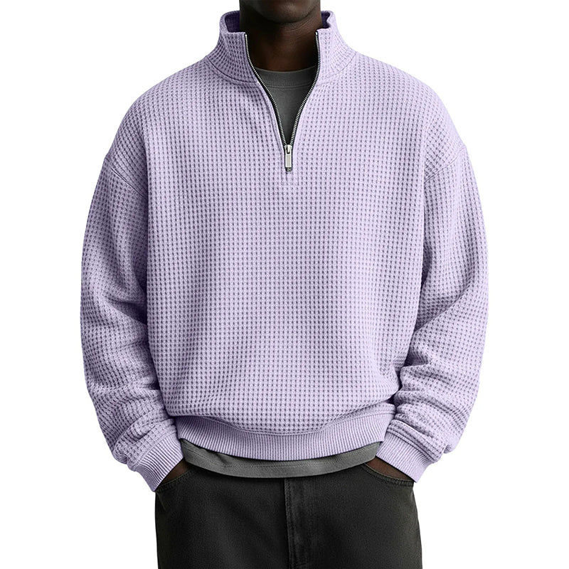 📢📢50 % DE RÉDUCTION !! ⏰ Sweat décontracté pour homme à texture gaufrée, demi-zip