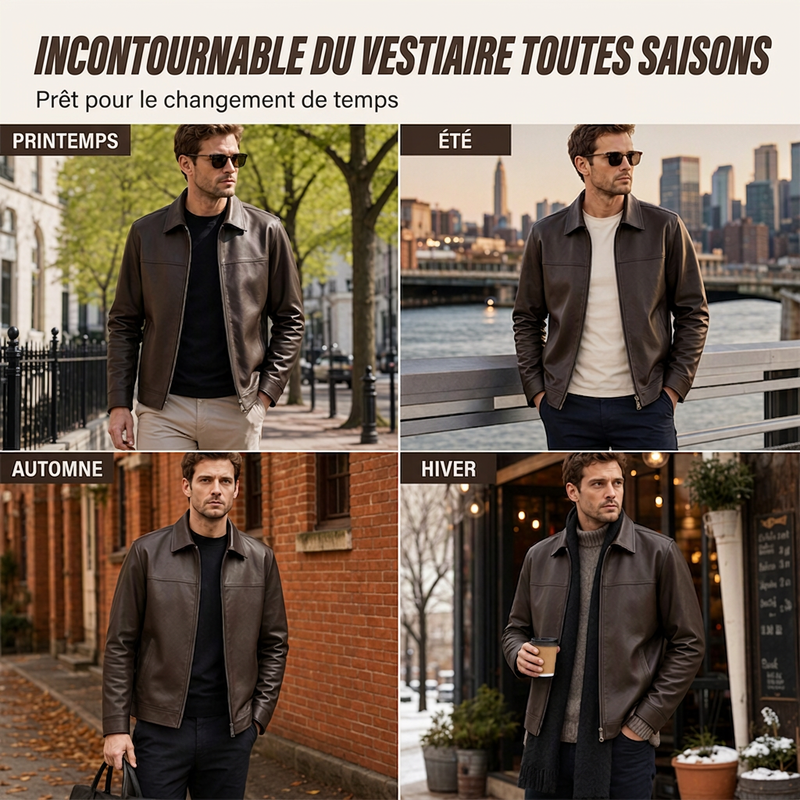 📢📢50 % DE RÉDUCTION !! ⏰ Blouson en cuir urbain raffiné