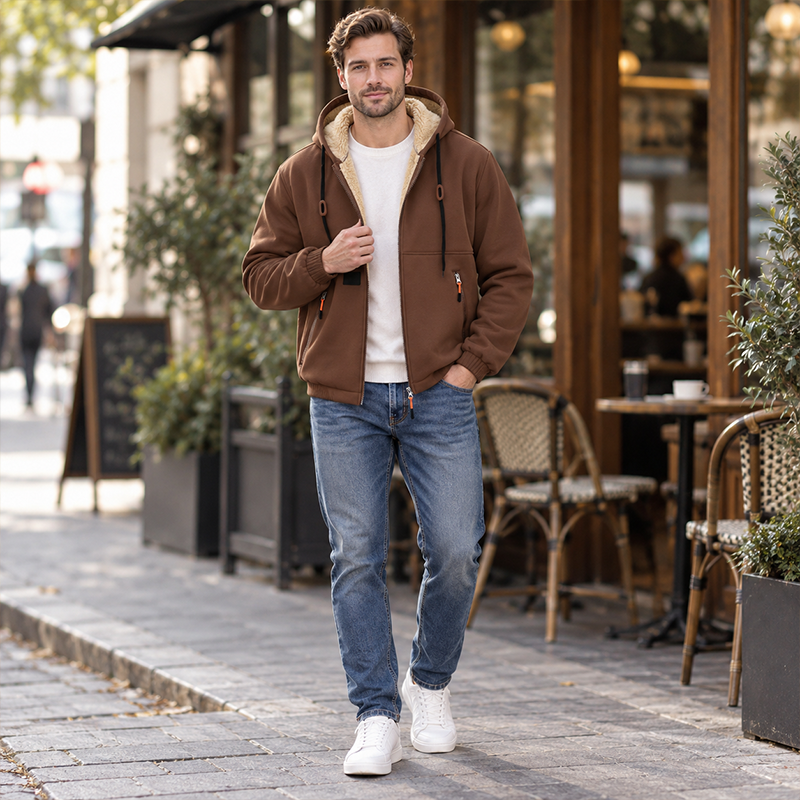 Sweat à capuche zippé chaud pour homme