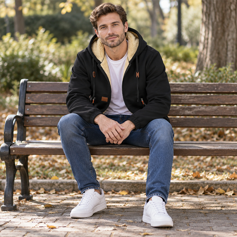 Sweat à capuche zippé chaud pour homme