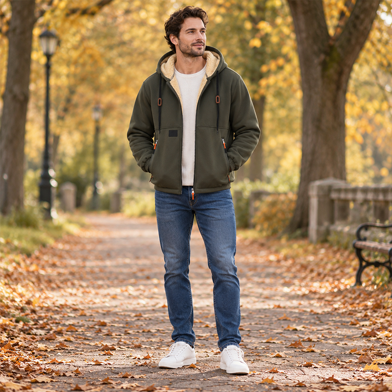 Sweat à capuche zippé chaud pour homme