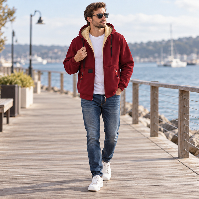 Sweat à capuche zippé chaud pour homme