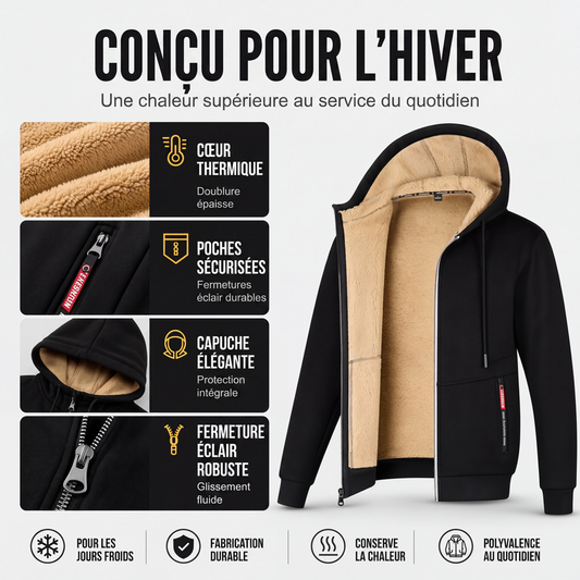 Veste à capuche chaude d'hiver pour homme