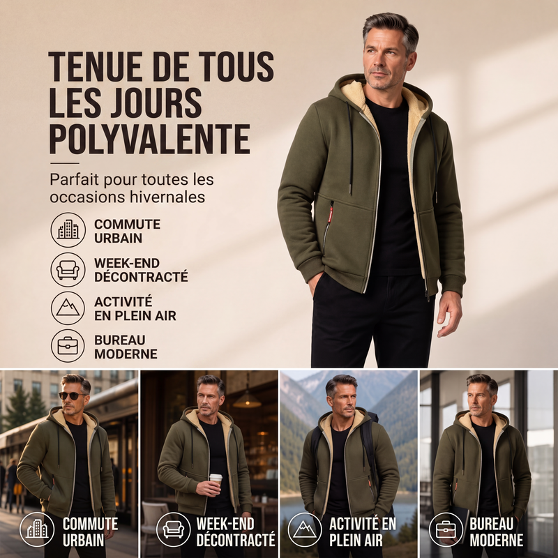 Veste à capuche chaude d'hiver pour homme
