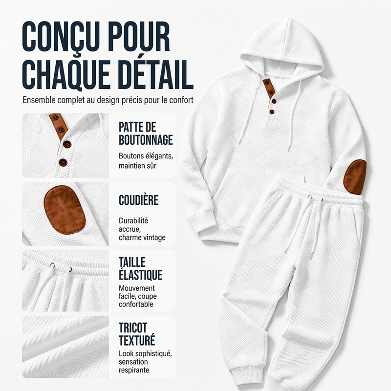 Ensemble sweat à capuche texturé et pantalon de survêtement pour homme🖤🔥 Livraison gratuite