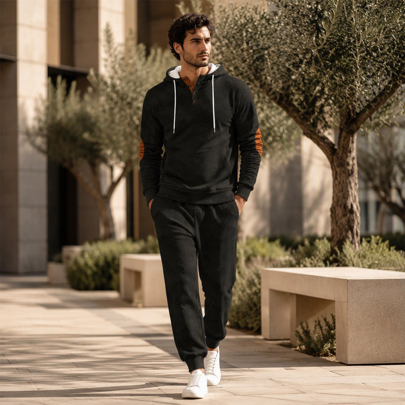 Ensemble sweat à capuche texturé et pantalon de survêtement pour homme🖤🔥 Livraison gratuite