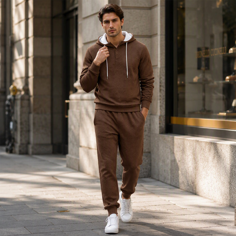 Ensemble sweat à capuche texturé et pantalon de survêtement pour homme🖤🔥 Livraison gratuite