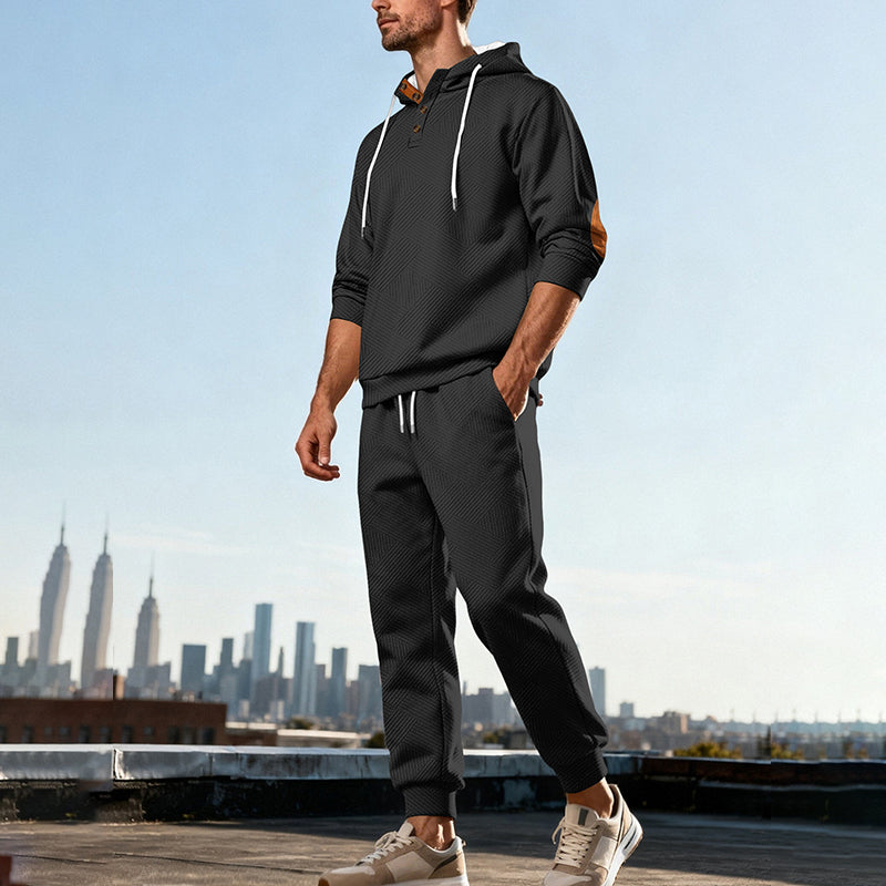 Ensemble sweat à capuche texturé et pantalon de survêtement pour homme🖤🔥 Livraison gratuite
