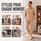 Ensemble de détente pour homme : chemise et pantalon doux et chauds
