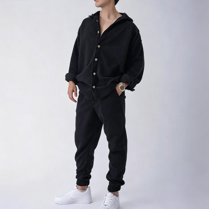 Ensemble de détente pour homme : chemise et pantalon doux et chauds