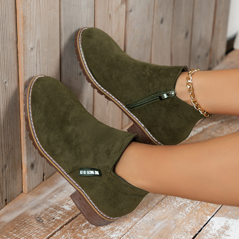 🌸Vente Flash -50%💖Bottines à talon bas avec fermeture éclair latérale pour femmes
