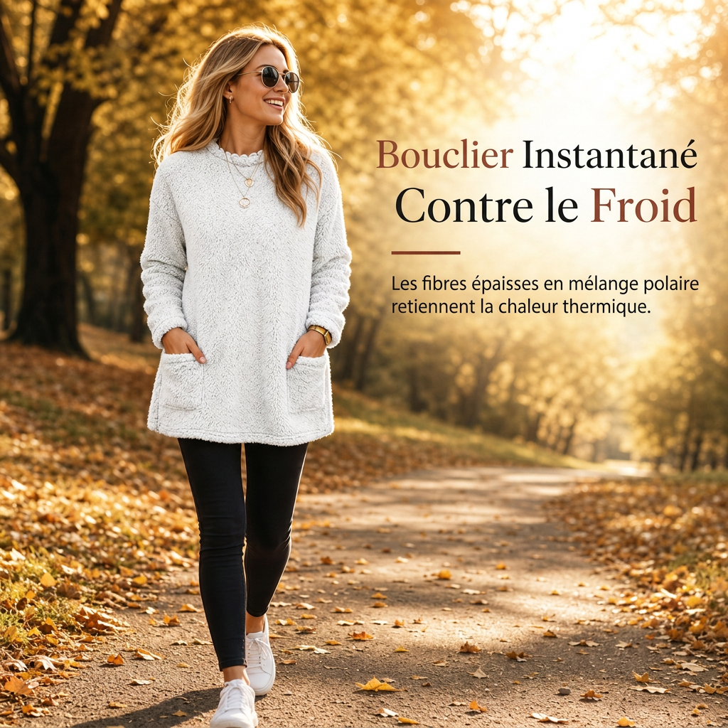 Haut chaud à col rond et manches longues pour femme