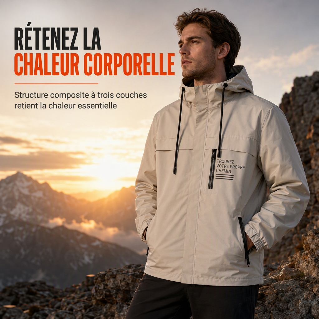 Coupe-vent outdoor pour homme avec capuche amovible