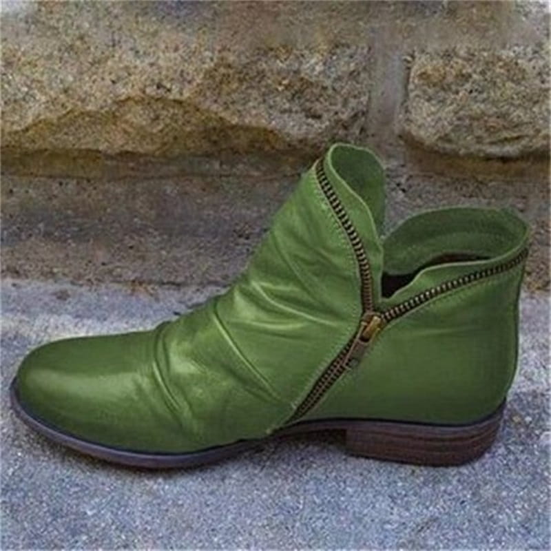 Bottes pour femmes élégantes et confortables en simili cuir PU, avec fermeture éclair latérale