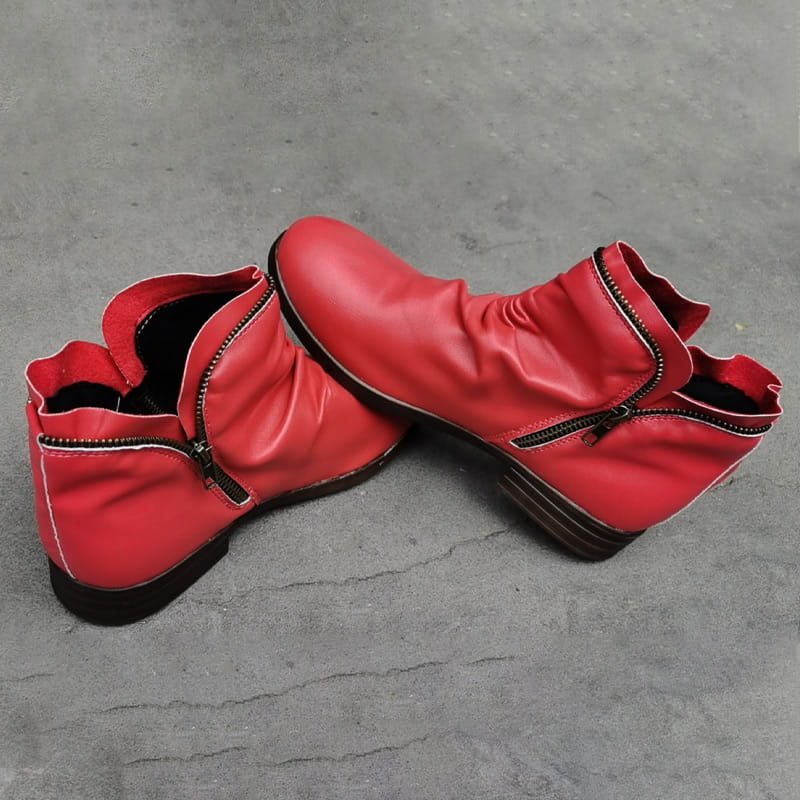 Bottes pour femmes élégantes et confortables en simili cuir PU, avec fermeture éclair latérale