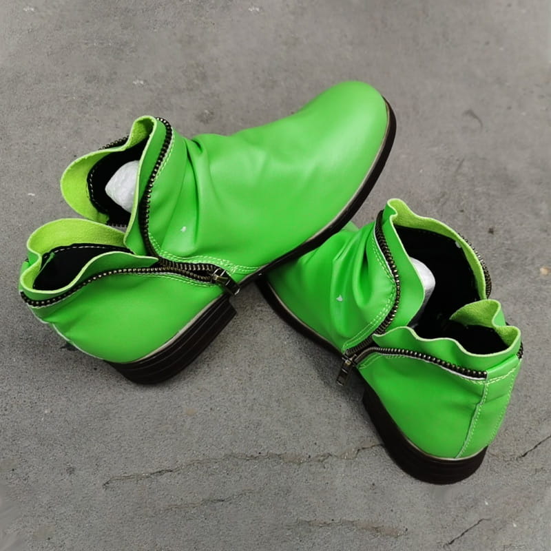 Bottes pour femmes élégantes et confortables en simili cuir PU, avec fermeture éclair latérale
