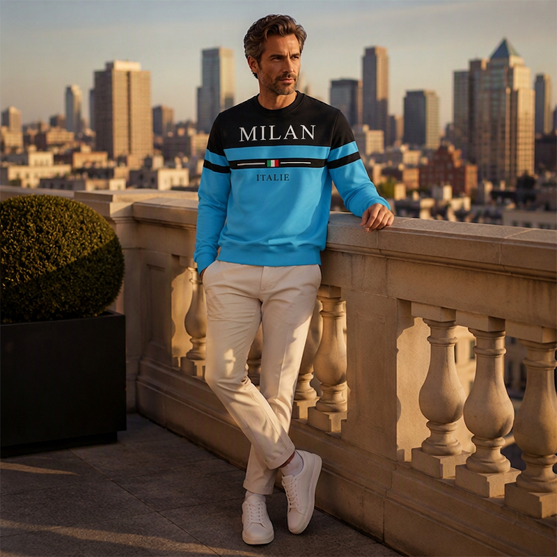 Sweat-shirt imprimé Milano Italia pour homme
