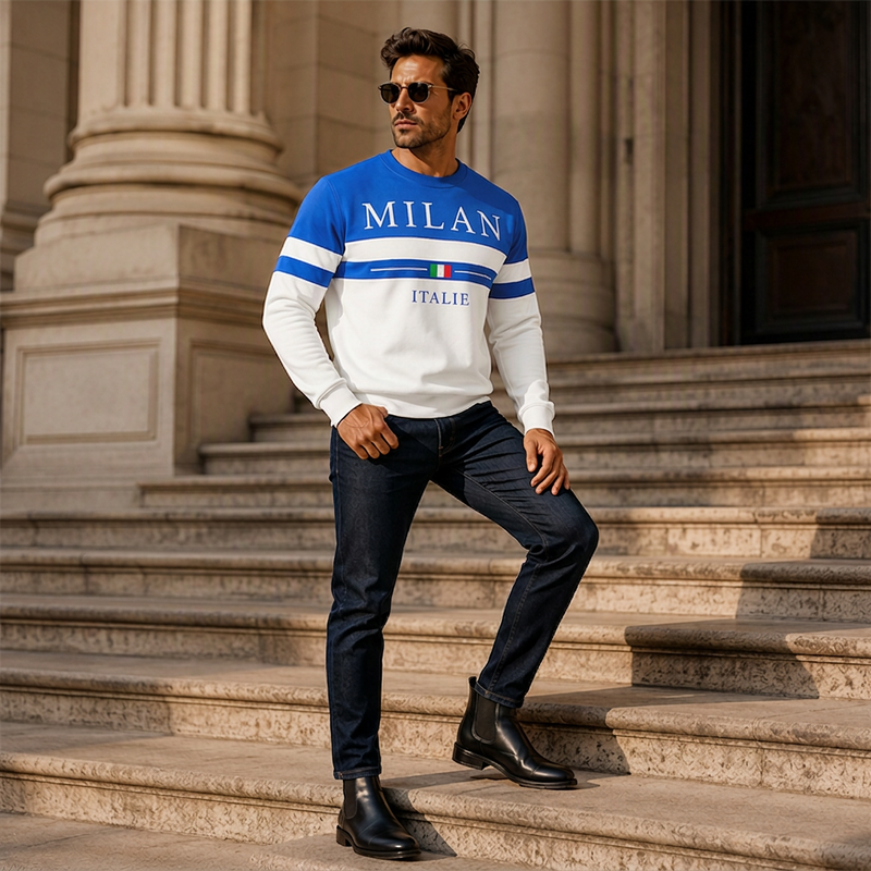 Sweat-shirt imprimé Milano Italia pour homme