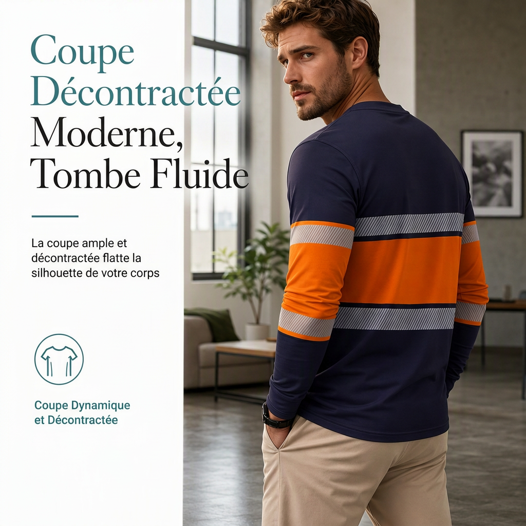T-shirt décontracté à manches longues pour homme