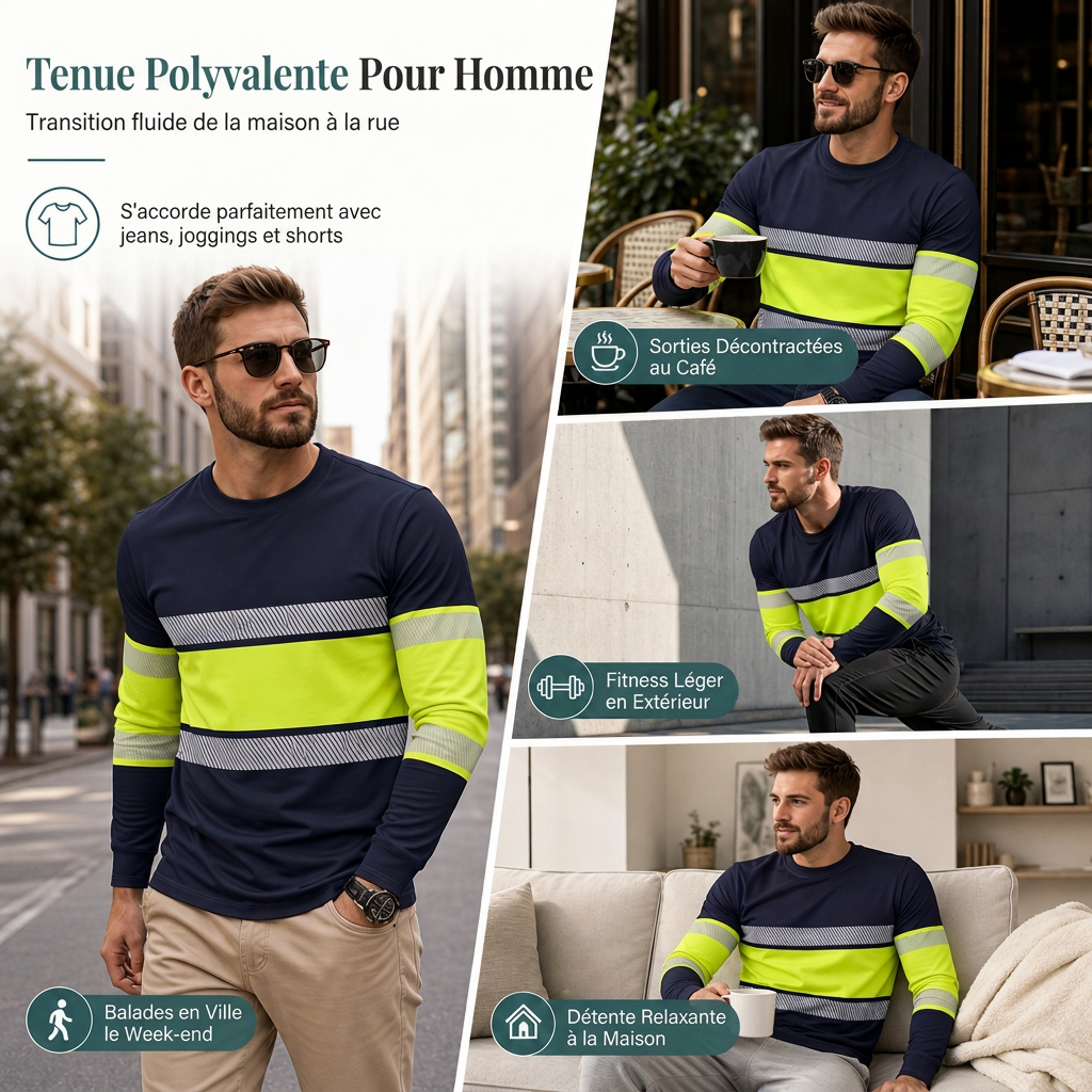T-shirt décontracté à manches longues pour homme