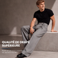 Pantalon drapé élégant à double boutonnage et taille haute pour homme
