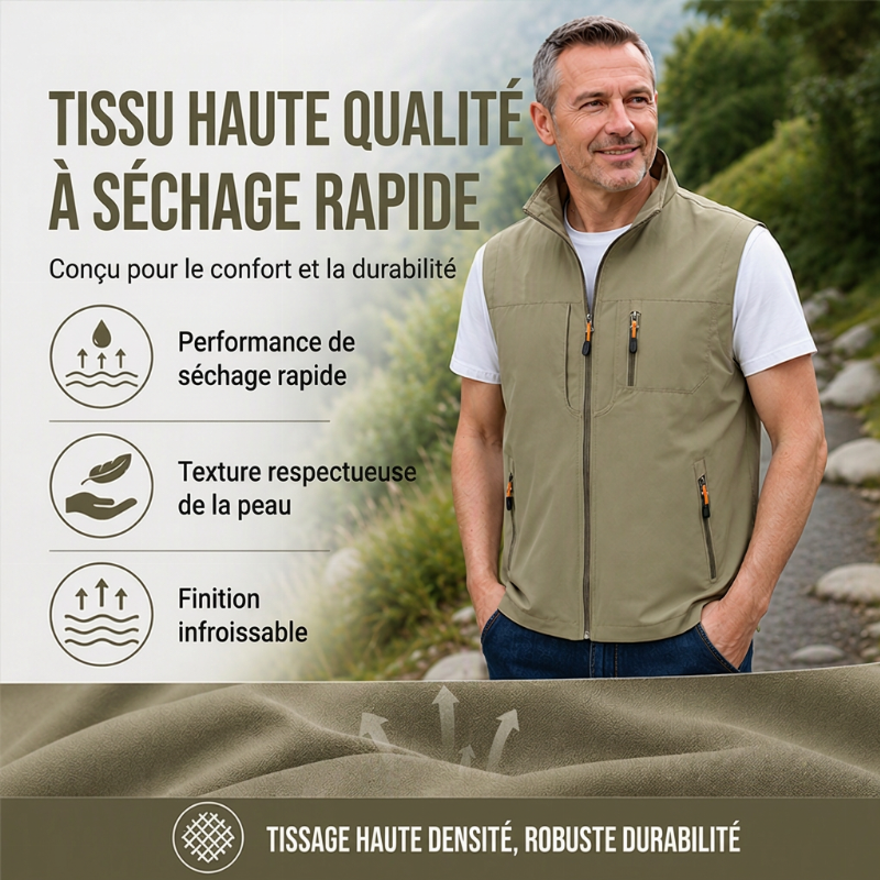 Gilet de plein air décontracté pour homme à col montant