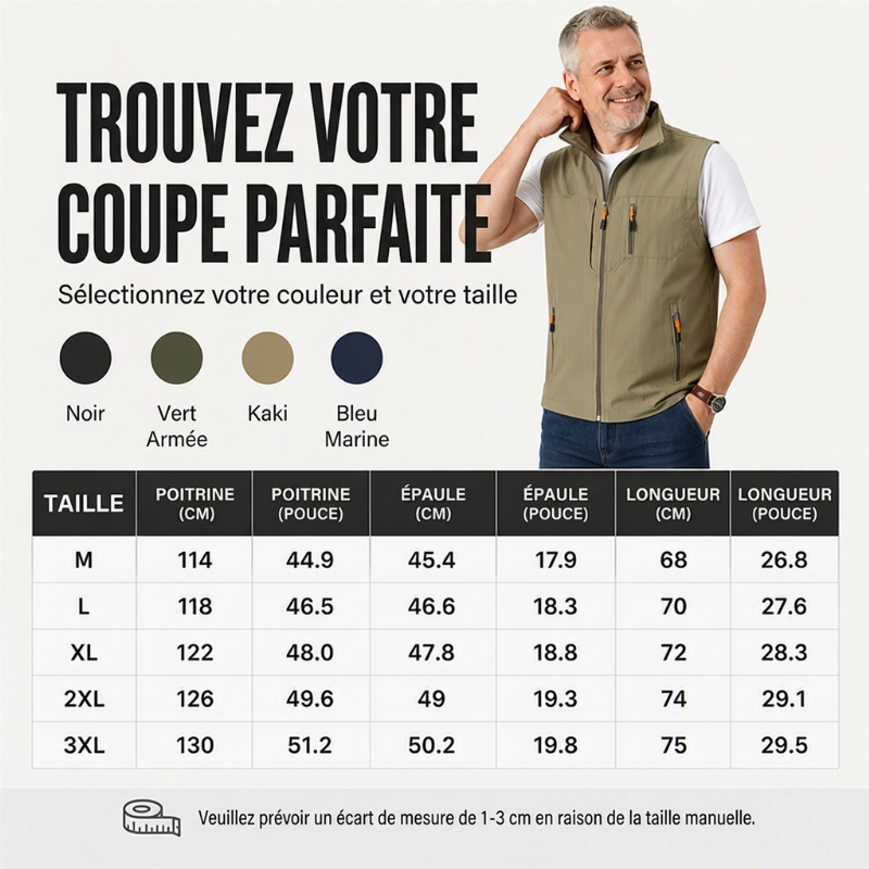 Gilet de plein air décontracté pour homme à col montant