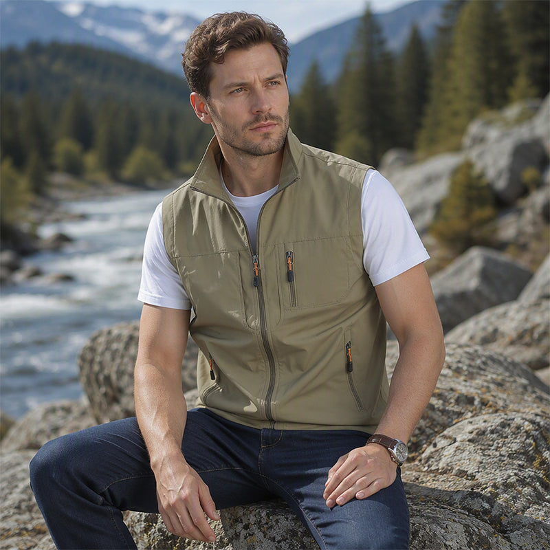 Gilet de plein air décontracté pour homme à col montant