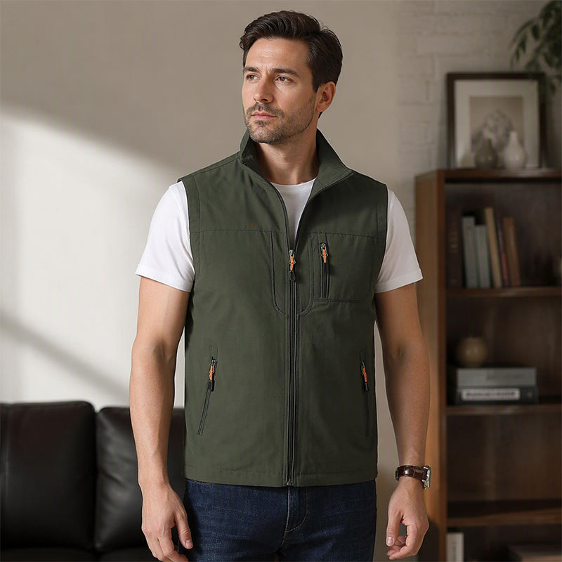 Gilet de plein air décontracté pour homme à col montant