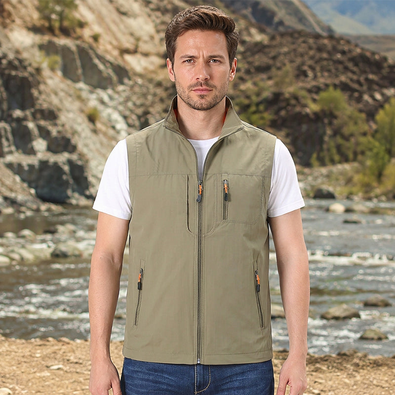 Gilet de plein air décontracté pour homme à col montant