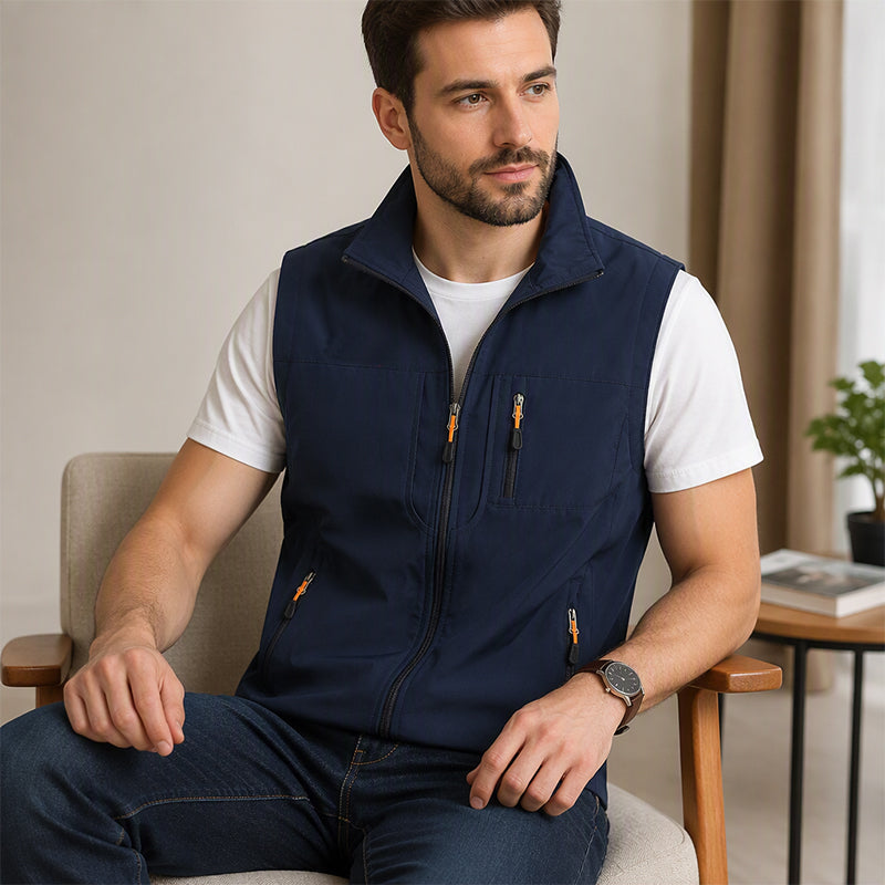Gilet de plein air décontracté pour homme à col montant