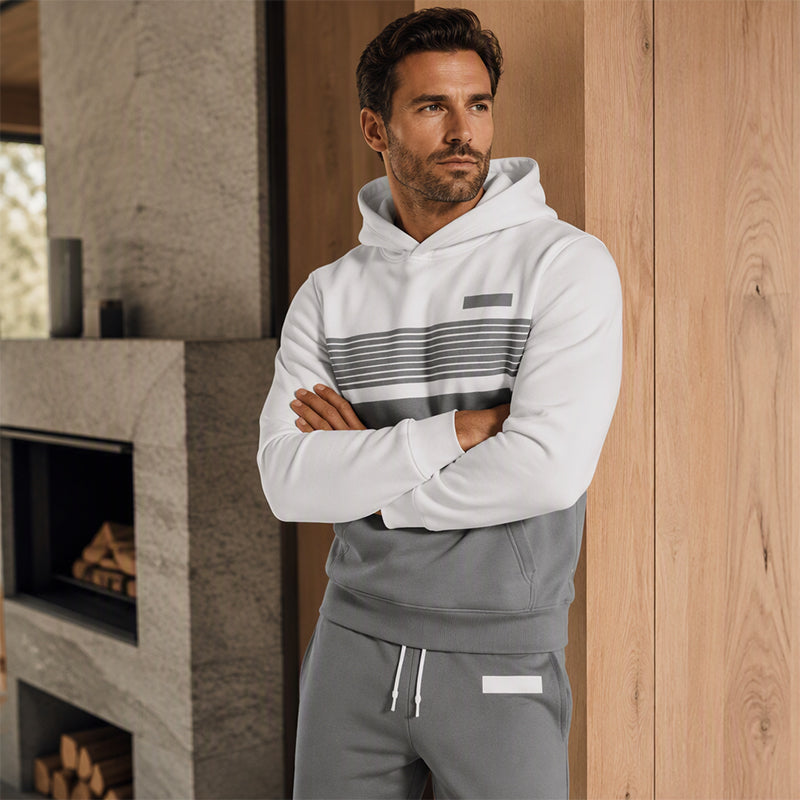 Ensemble sweat à capuche et pantalon décontracté à blocs de couleurs pour homme