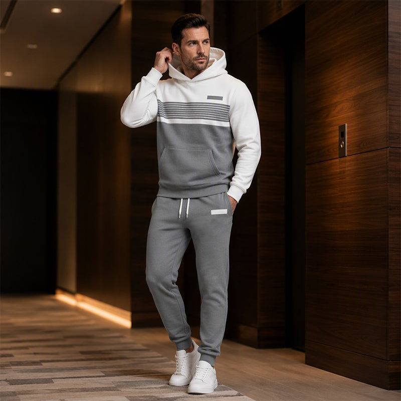 Ensemble sweat à capuche et pantalon décontracté à blocs de couleurs pour homme